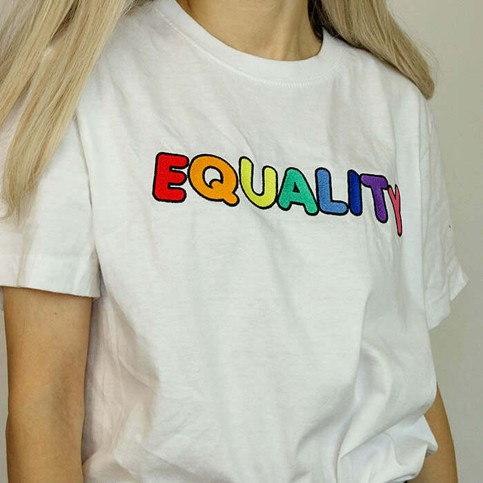 Equality Embroidered Tee - Y2K Aesthetic Cute Top for Trendy Outfits