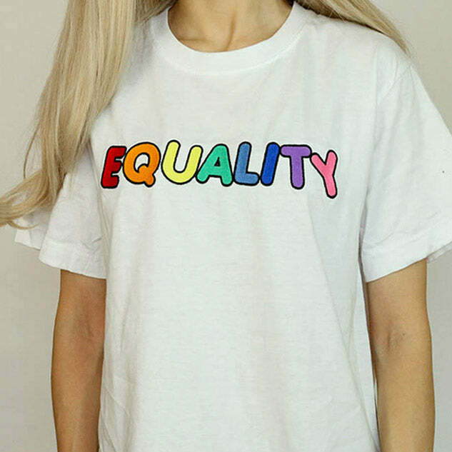 Equality Embroidered Tee - Y2K Aesthetic Cute Top for Trendy Outfits