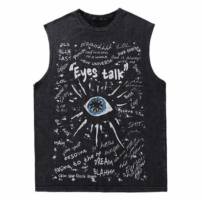 Eyes Talk Graphic Tee - Y2K Aesthetic Cute Top for Trendy Outfits