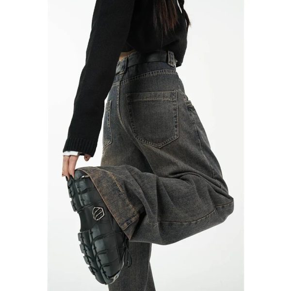 Faded Grunge Baggy Jeans for Y2K Aesthetic and Coquette Style Outfits