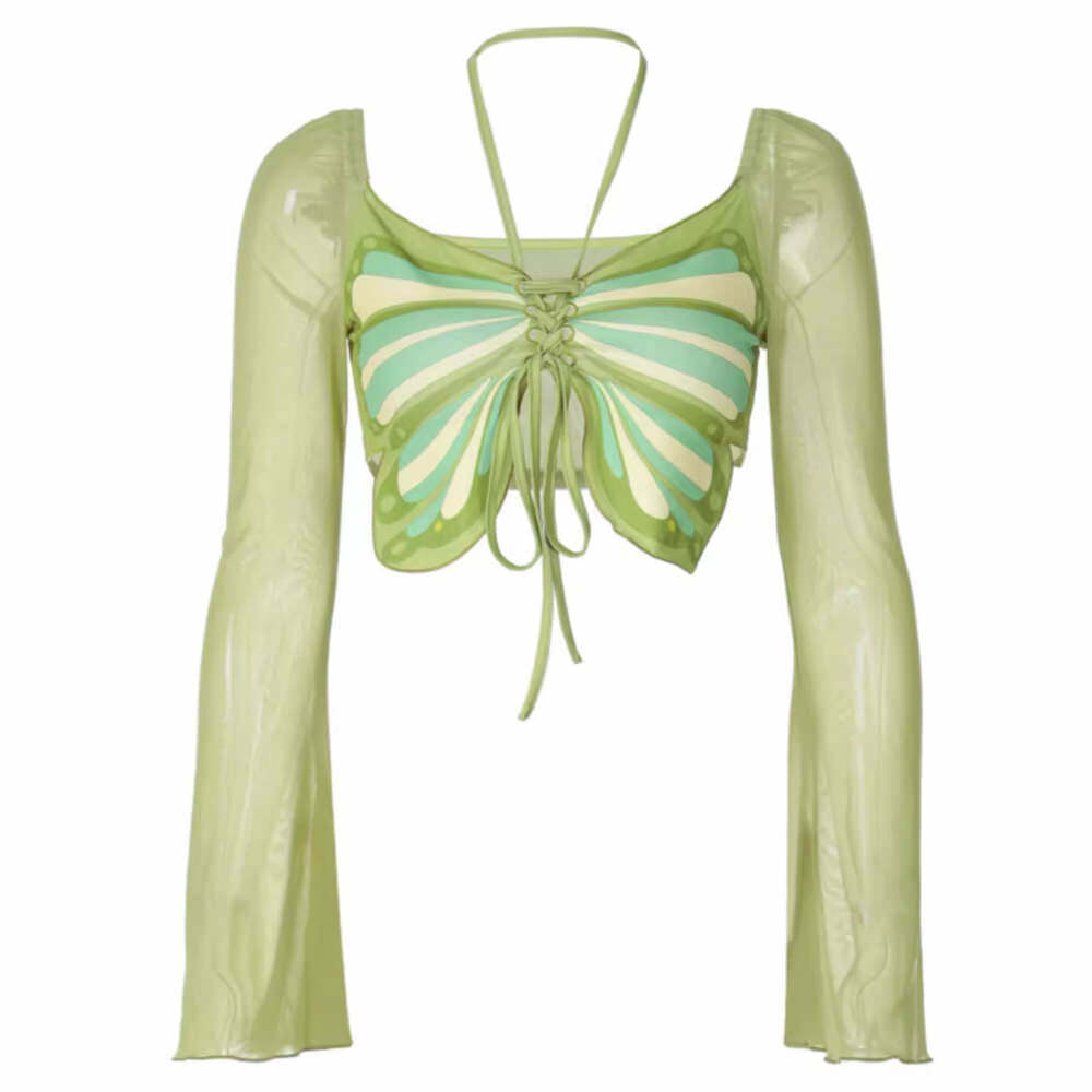 Fairy Butterfly Halter Crop Top - Y2K Aesthetic Cute Top for Stylish Looks