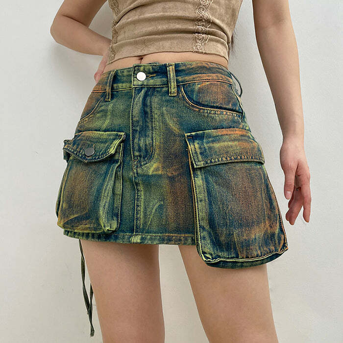 Fairy Grunge Aesthetic Cargo Skirt for Y2K Fashion Lovers