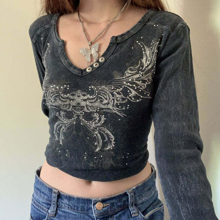 Fairy Grunge Aesthetic Crop Top - Y2K Style Cute Top for Unique Outfits