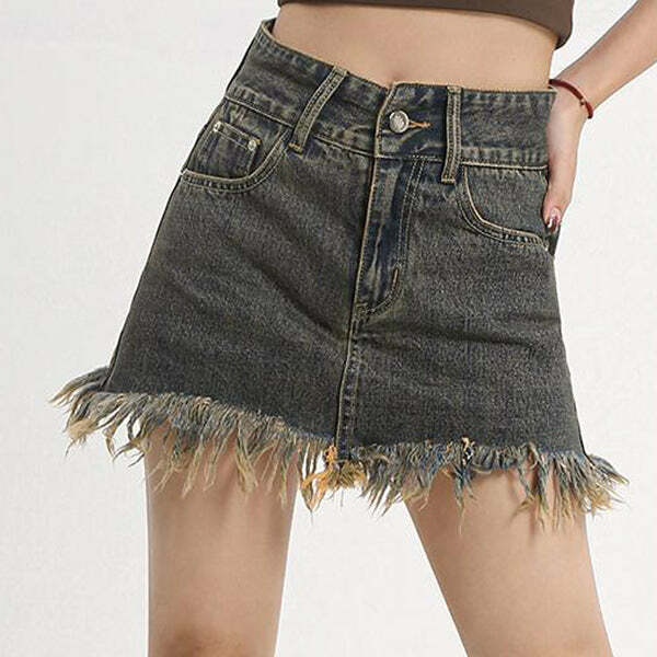 Fairy Grunge Aesthetic Denim Skirt for Y2K Fashion Lovers