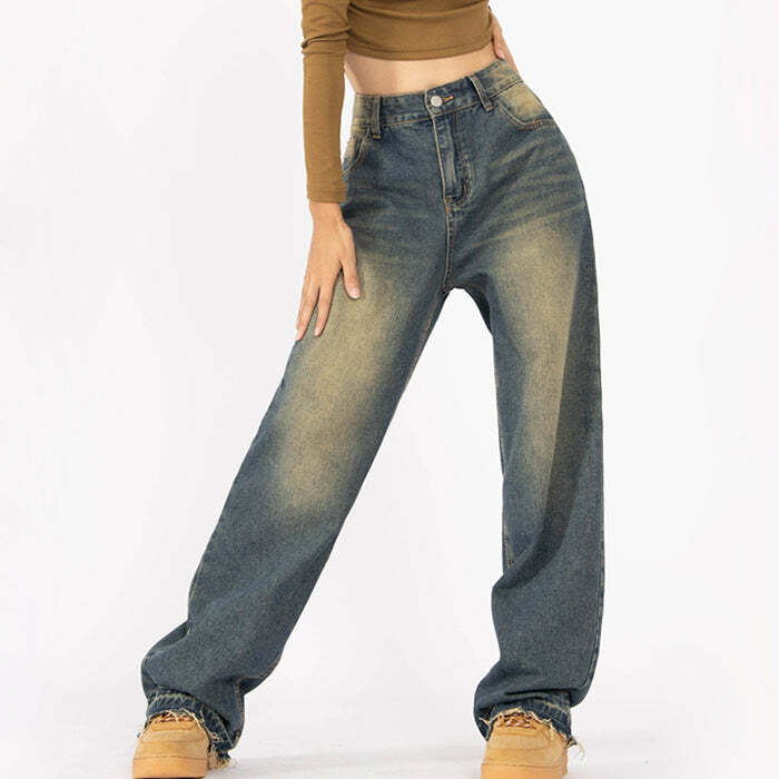 Fairy Grunge Baggy Jeans - Y2K Aesthetic with a Touch of Coquette Style