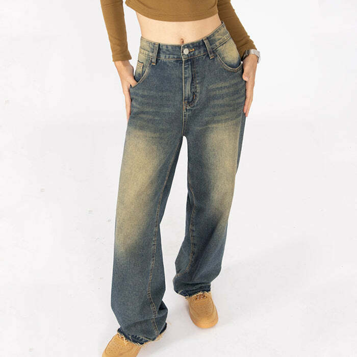 Fairy Grunge Baggy Jeans - Y2K Aesthetic with a Touch of Coquette Style