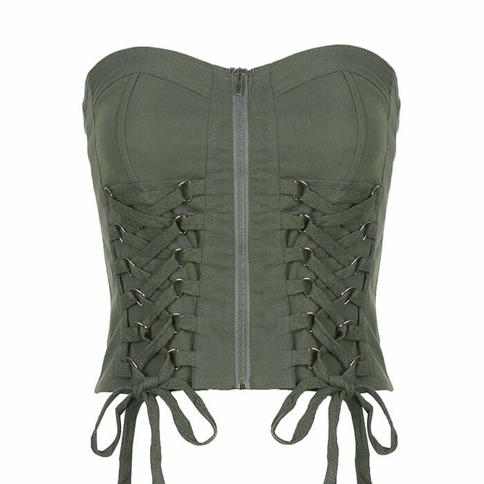 Fairy Grunge Lace Up Corset Top - Y2K Aesthetic & Coquette Style