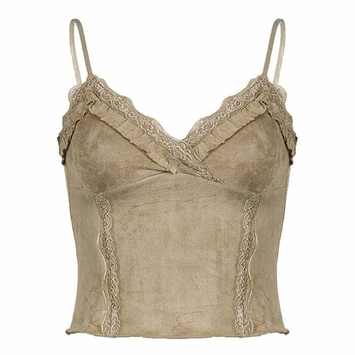 Fairycore Lace Trim Cami Top - Y2K Aesthetic Cute Layering Essential