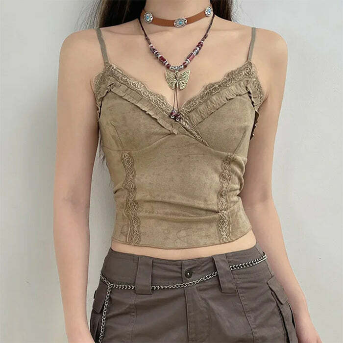 Fairycore Lace Trim Cami Top - Y2K Aesthetic Cute Layering Essential