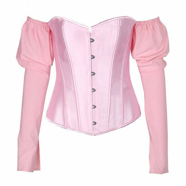 Fairycore Long Sleeve Corset Top - Y2K Aesthetic Cute Top for Stylish Looks