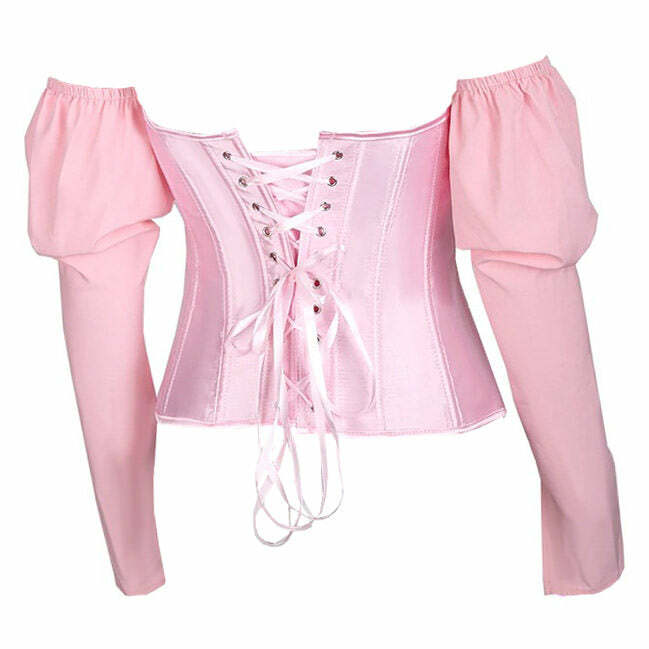 Fairycore Long Sleeve Corset Top - Y2K Aesthetic Cute Top for Stylish Looks