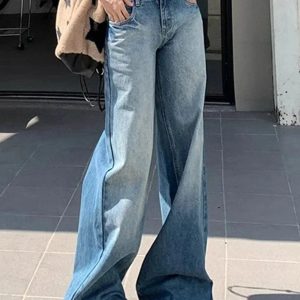 Fall Light Wash Wide-Leg Denim: Y2K Aesthetic for Effortless Style