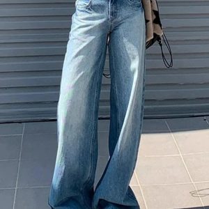 Fall Light Wash Wide-Leg Denim: Y2K Aesthetic for Effortless Style