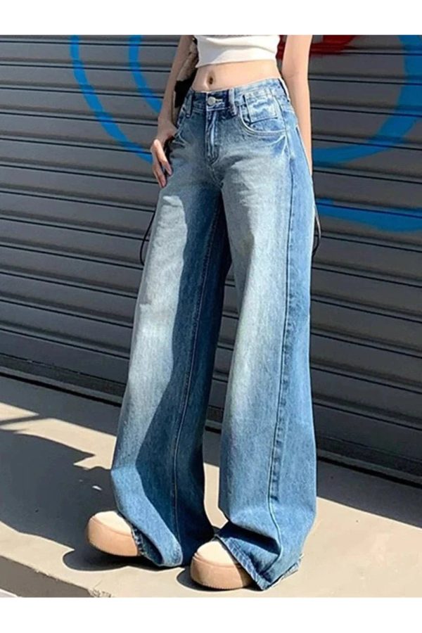 Fall Light Wash Wide-Leg Denim: Y2K Aesthetic for Effortless Style