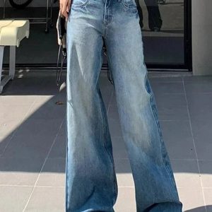 Fall Light Wash Wide-Leg Denim: Y2K Aesthetic for Effortless Style