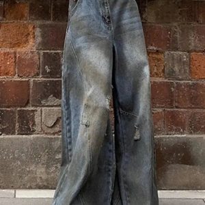 Fall Urban Edge Y2K Wide-Leg Jeans for Grunge and Coquette Aesthetics