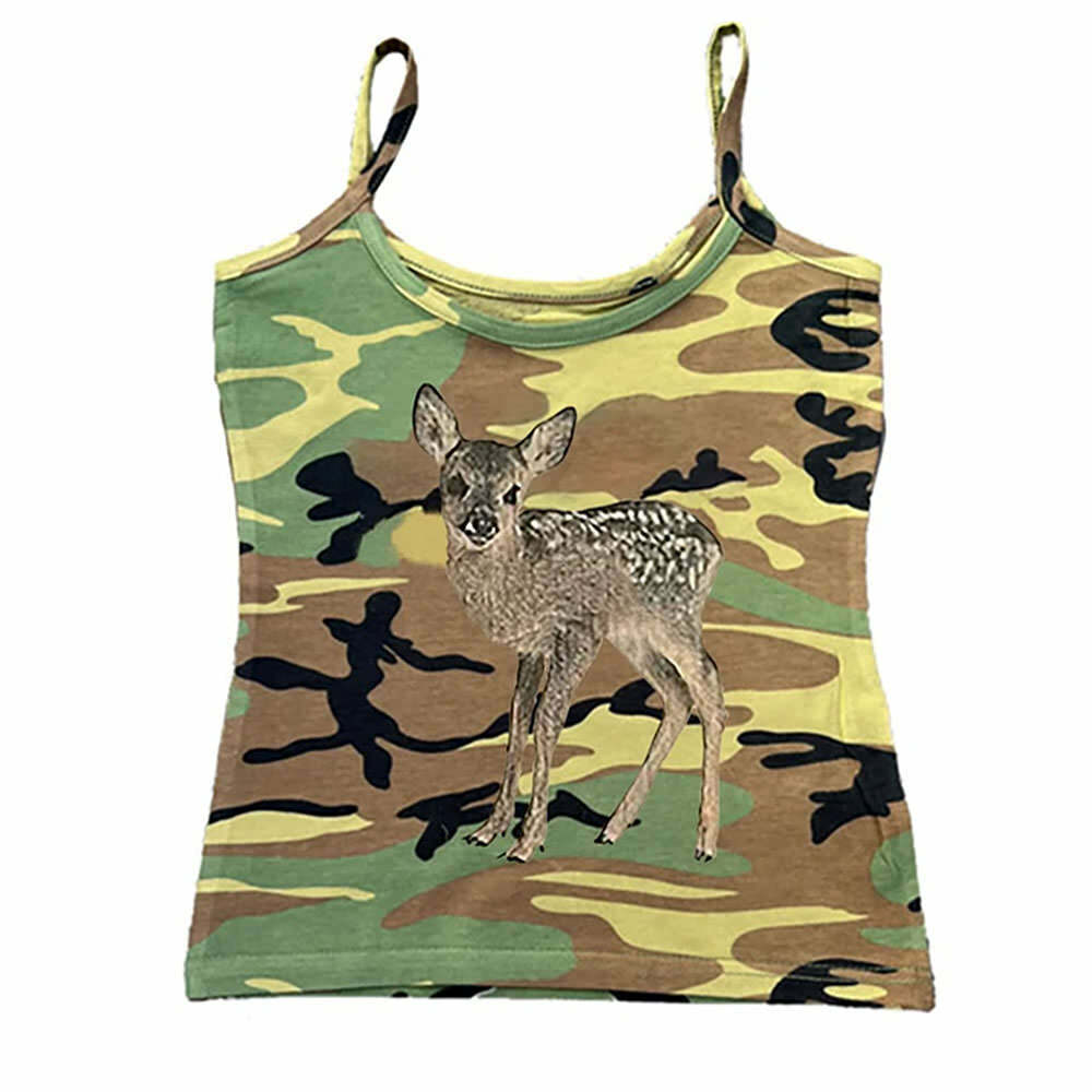 Fawn Print Camouflage Tank Top - Y2K Aesthetic Cute Top for Trendy Outfits