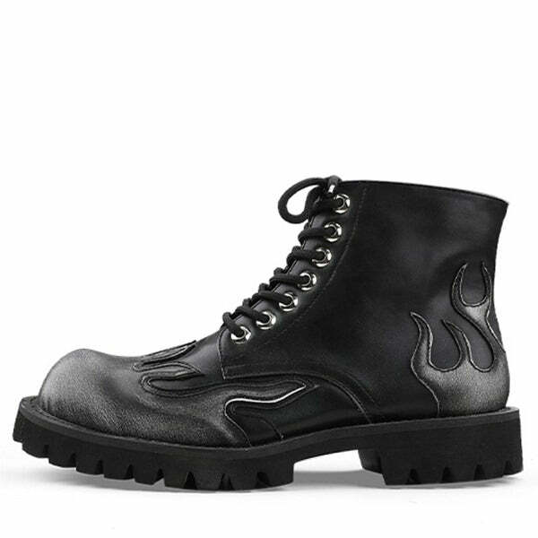 Feel The Burn Y2K Combat Boots for Grunge and Coquette Aesthetic