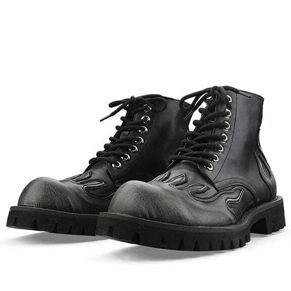 Feel The Burn Y2K Combat Boots for Grunge and Coquette Aesthetic