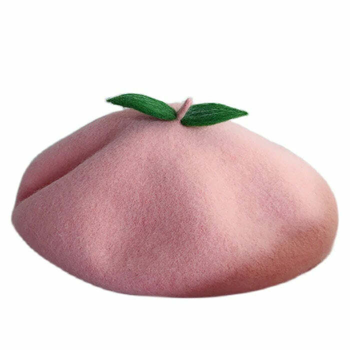 Feelin' Peachy Beret: Y2K Aesthetic Accessory for Cute Outfits