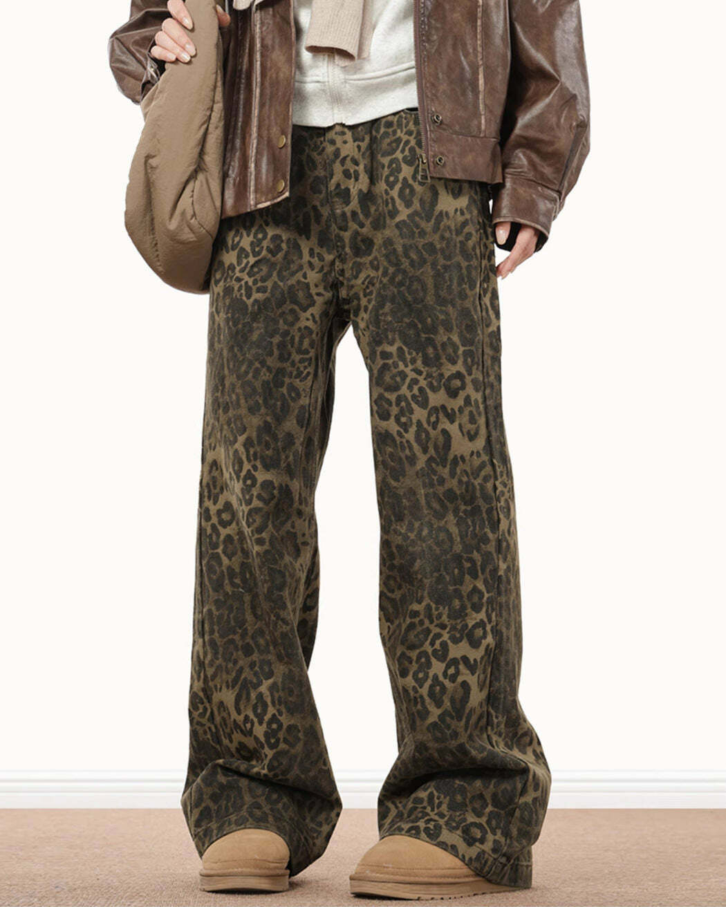 Fierce Y2K Leopard Print Jeans for Grunge and Coquette Aesthetic Styles