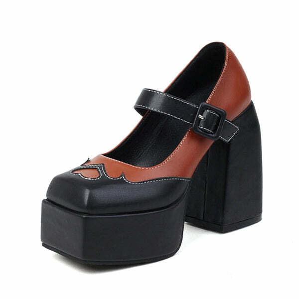 Flame Heart Platform Shoes - Y2K Aesthetic Grunge Style Footwear