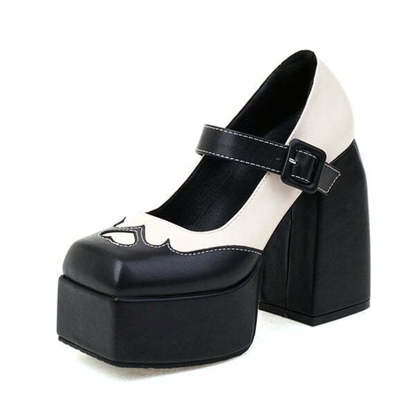 Flame Heart Platform Shoes - Y2K Aesthetic Grunge Style Footwear