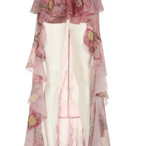 Floral High-Low Fairy Skirt for Y2K Aesthetic & Coquette Style Outfits