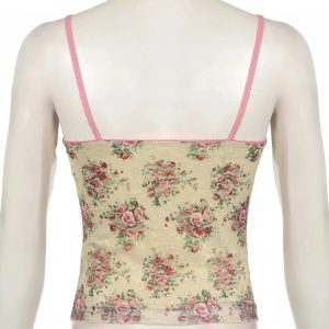 Floral Lace Vintage Top - Y2K Aesthetic Cute Top for Coquette Style