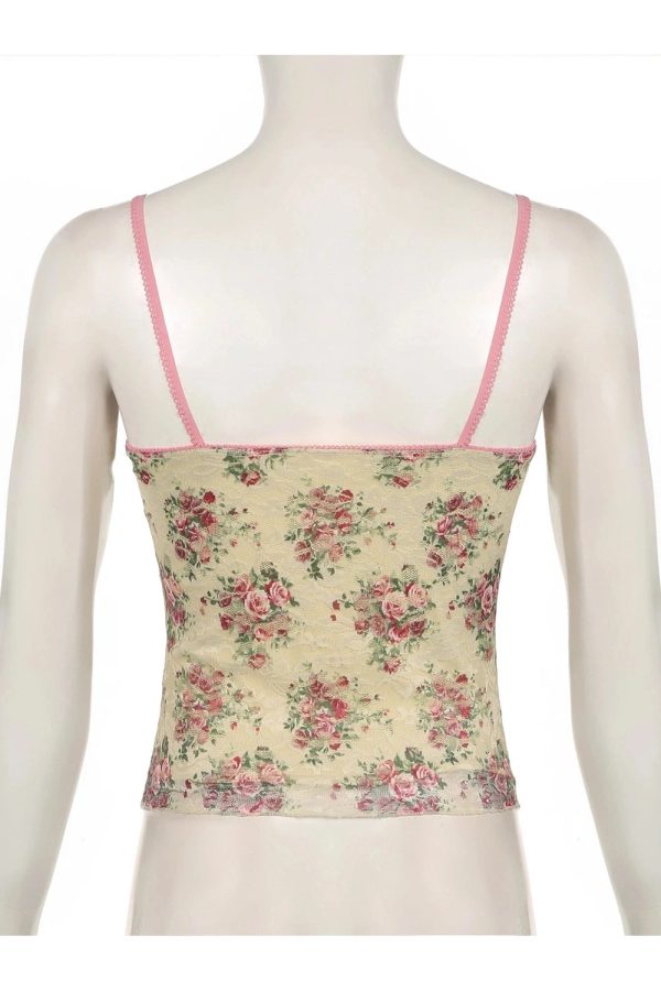 Floral Lace Vintage Top - Y2K Aesthetic Cute Top for Coquette Style