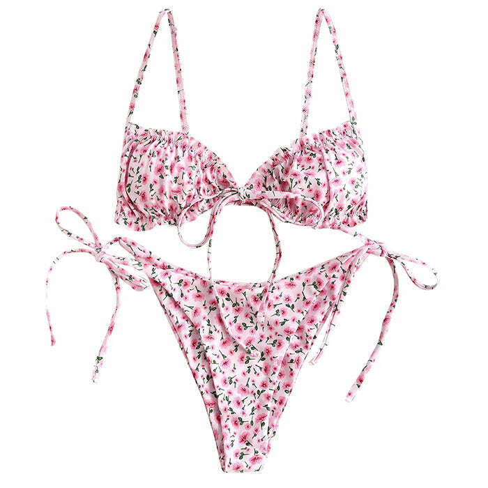 Floral Print Bikini Set - Y2K Aesthetic Swimwear for Trendy Summer Vibes