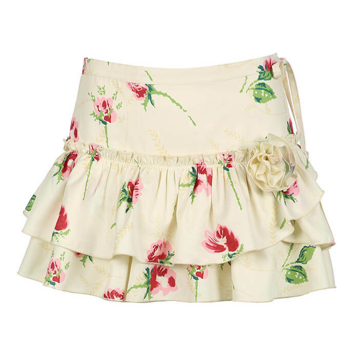 Floral Print Ruffle Skirt - Y2K Aesthetic Cute Skirt for Trendy Outfits