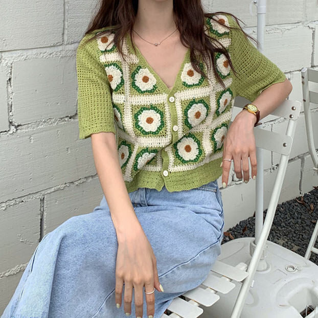 Flower Garden Crochet Top - Y2K Aesthetic Cute Top for Effortless Style