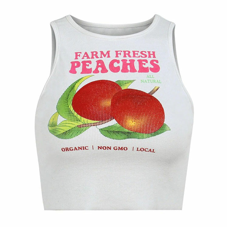 Fresh Peaches Ribbed Top - Y2K Aesthetic Cute Top for Stylish Outfits