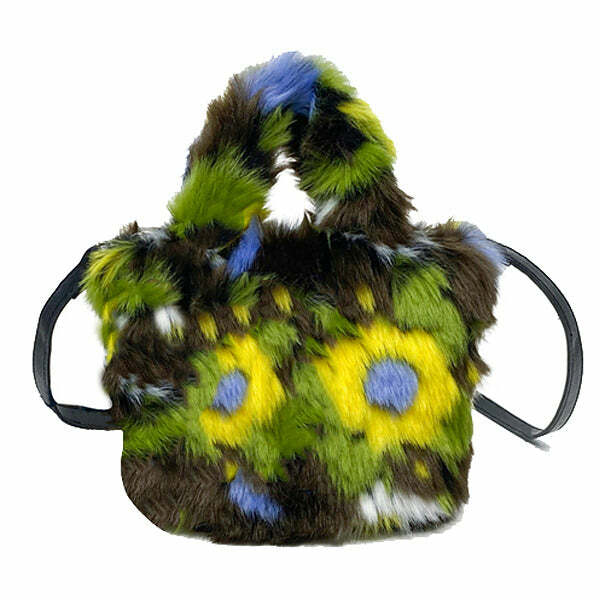 Fuzzy Flower Mini Bag - Y2K Aesthetic Cute Accessory for Trendy Outfits