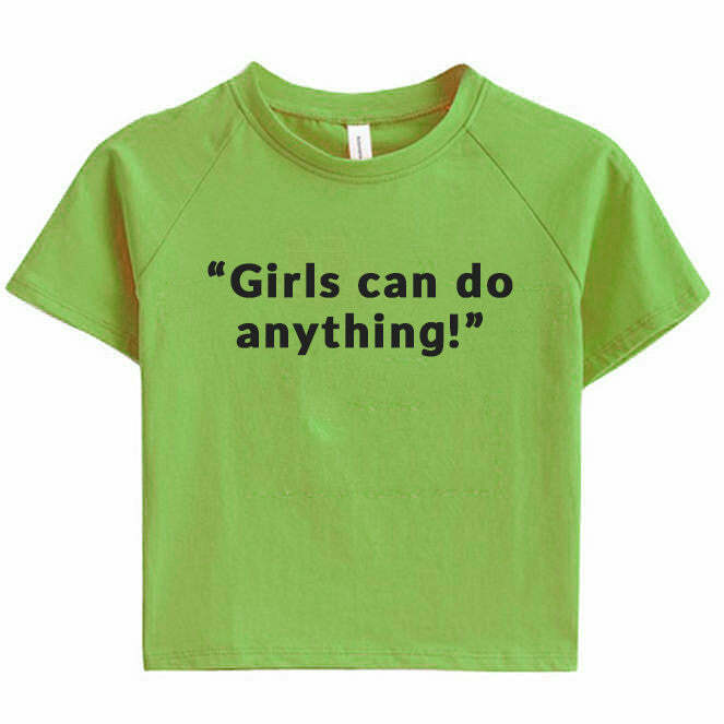 Girls Can Do Anything Y2K Crop Tee - Cute Top for Coquette Aesthetic