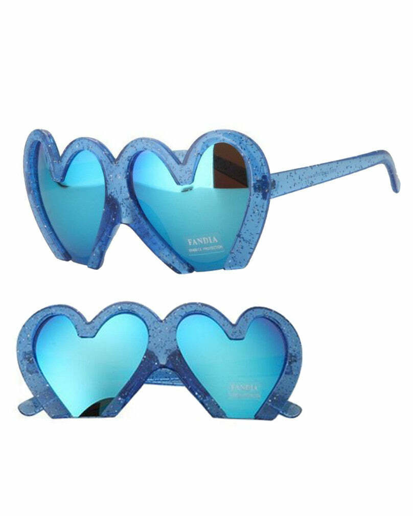 Glitter Heart Shaped Glasses for Y2K Aesthetic and Coquette Style