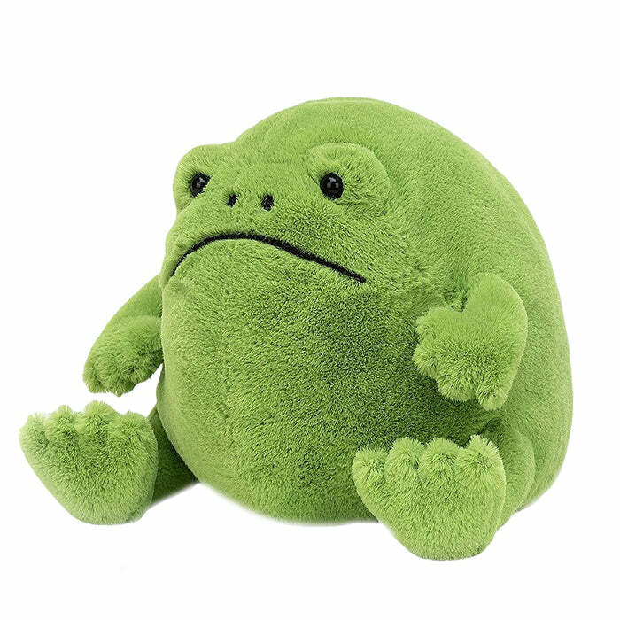 Goblincore Aesthetic Sad Frog Plush Toy for Y2K and Grunge Vibes