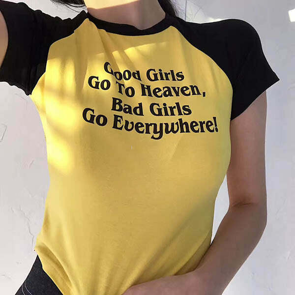 Good/Bad Girls Y2K Crop Top - Cute Aesthetic for Grunge & Coquette Styles