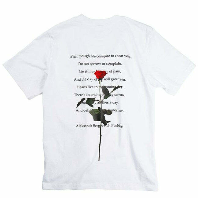 Goth Rose Graphic Tee - Y2K Aesthetic Cute Top for Grunge Style Lovers