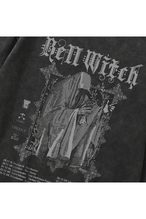 Gothic Bell Witch Long Sleeve Top - Y2K Grunge Aesthetic Fashion