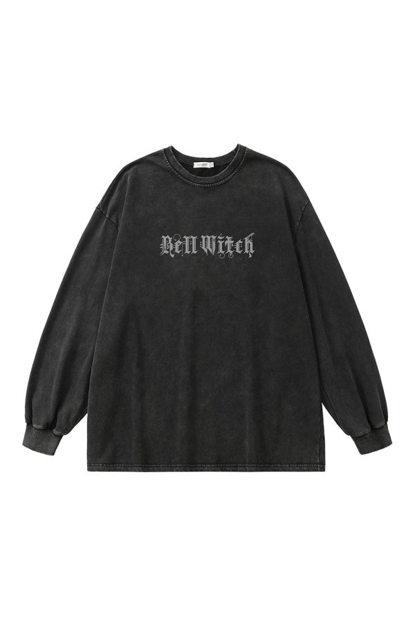 Gothic Bell Witch Long Sleeve Top - Y2K Grunge Aesthetic Fashion