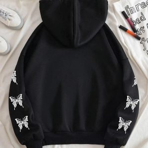 Gothic Butterfly Zip-Up Hoodie in Y2K Style for Aesthetic Outfits