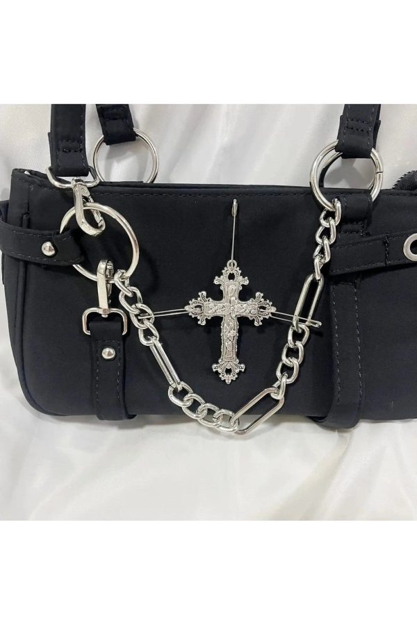 Gothic Cross Chain Shoulder Bag for Y2K and Grunge Aesthetic Lovers