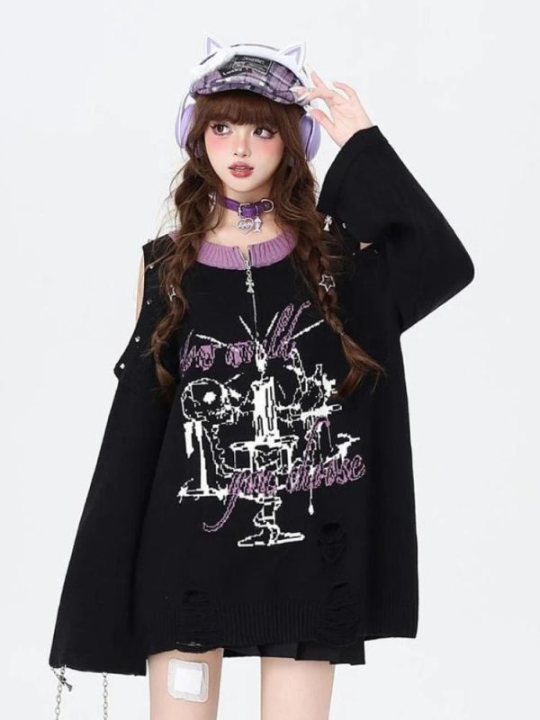 Gothic Dreamscape Y2K Sweater - Embrace Grunge Aesthetic Vibes