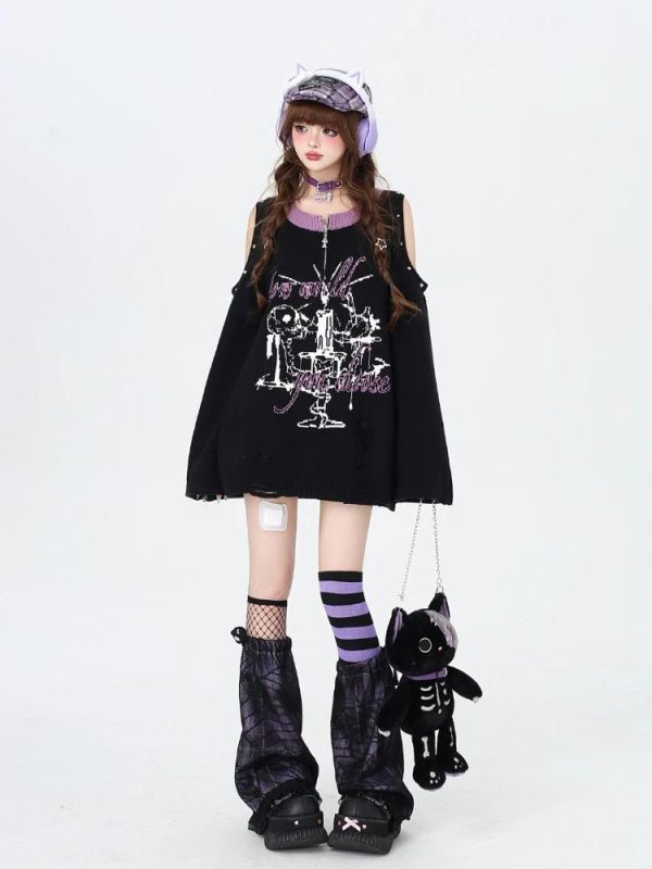 Gothic Dreamscape Y2K Sweater - Embrace Grunge Aesthetic Vibes