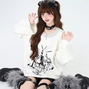 Gothic Dreamscape Y2K Sweater - Embrace Grunge Aesthetic Vibes