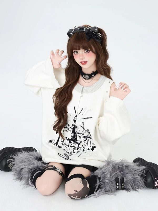 Gothic Dreamscape Y2K Sweater - Embrace Grunge Aesthetic Vibes