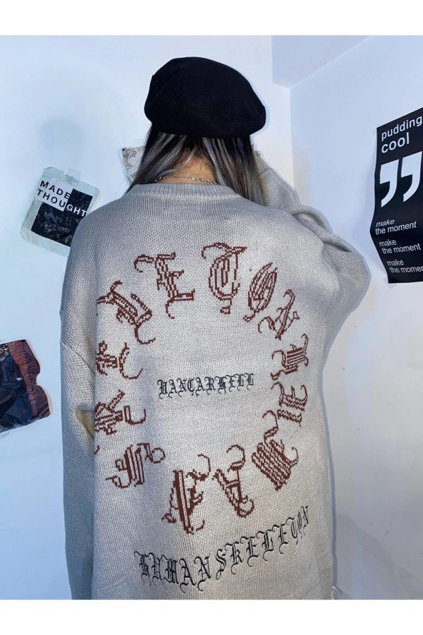 Gothic Knit Sweater in Dark Spine - Y2K Aesthetic & Grunge Style