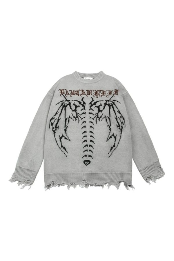 Gothic Knit Sweater in Dark Spine - Y2K Aesthetic & Grunge Style